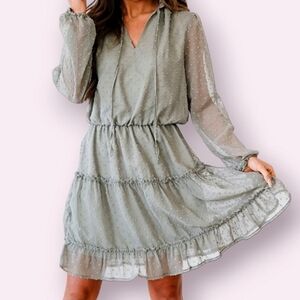 Elegant Green Chiffon Dress